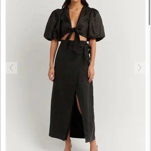 DISSH Hallie Black Linen Skirt